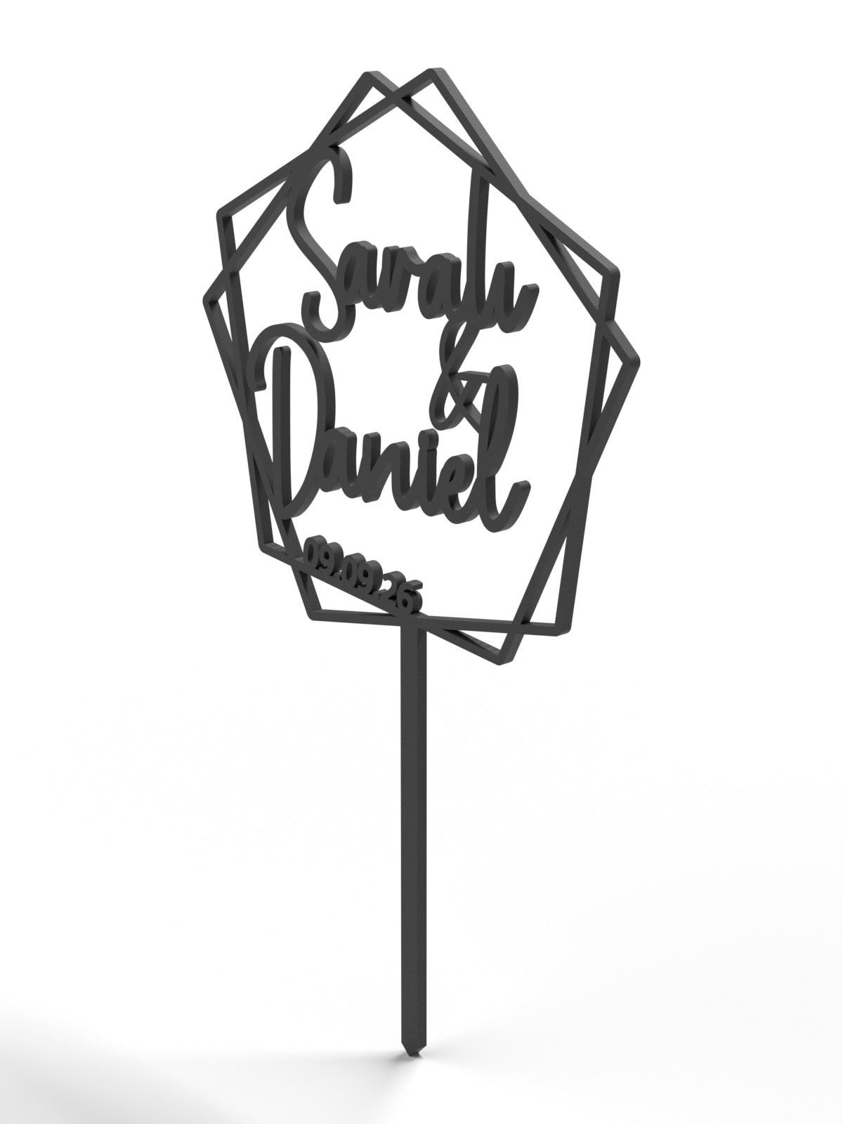 Hochzeit Cake Topper "Namen im Fünfeck" Personalisiert - Happy Bumblebee
