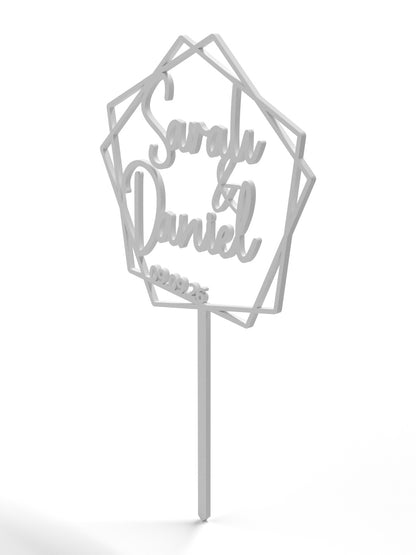 Hochzeit Cake Topper "Namen im Fünfeck" Personalisiert - Happy Bumblebee