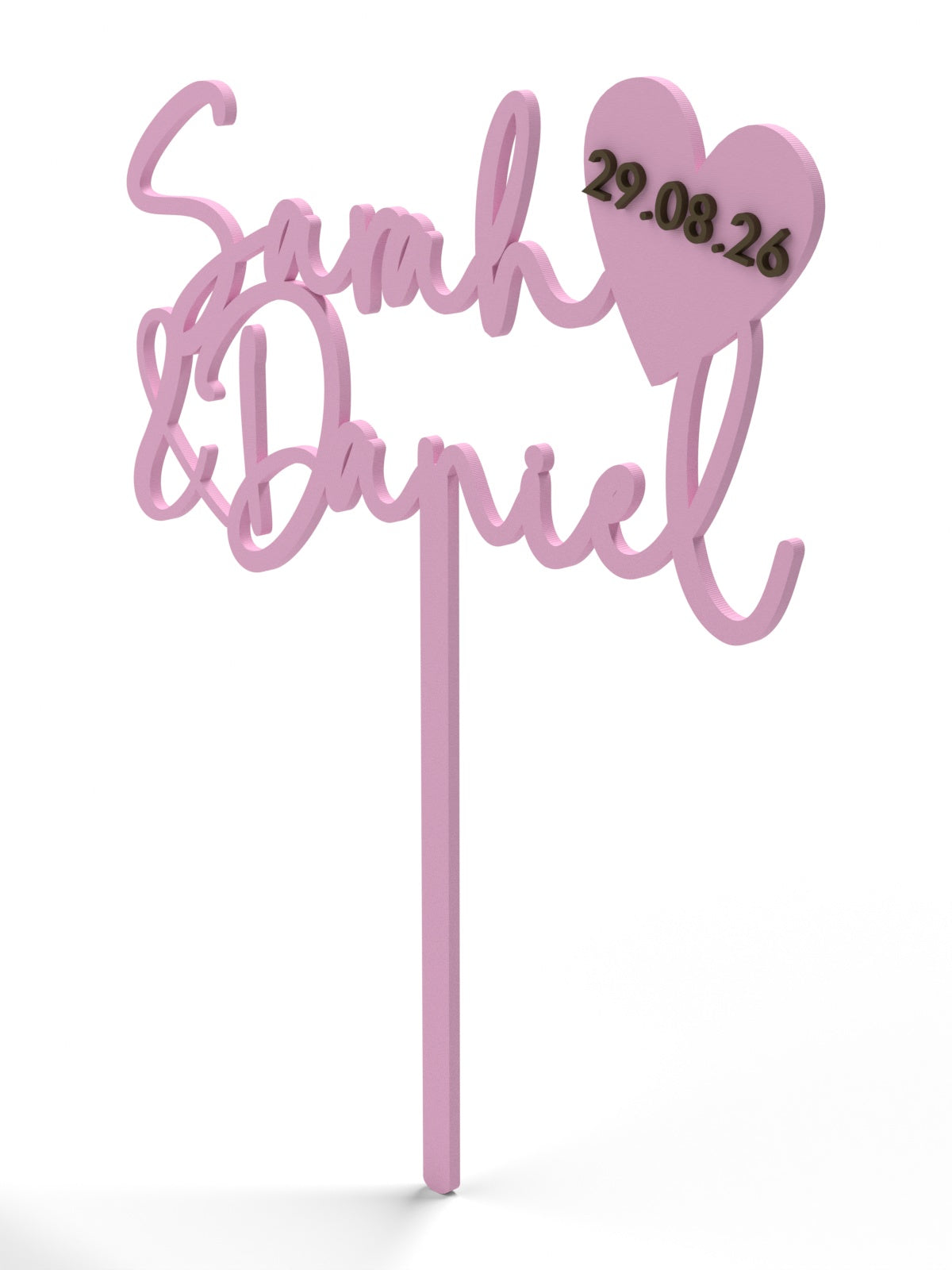 Hochzeit Cake Topper "Namen mit Datumsherz" Personalisiert - Happy Bumblebee