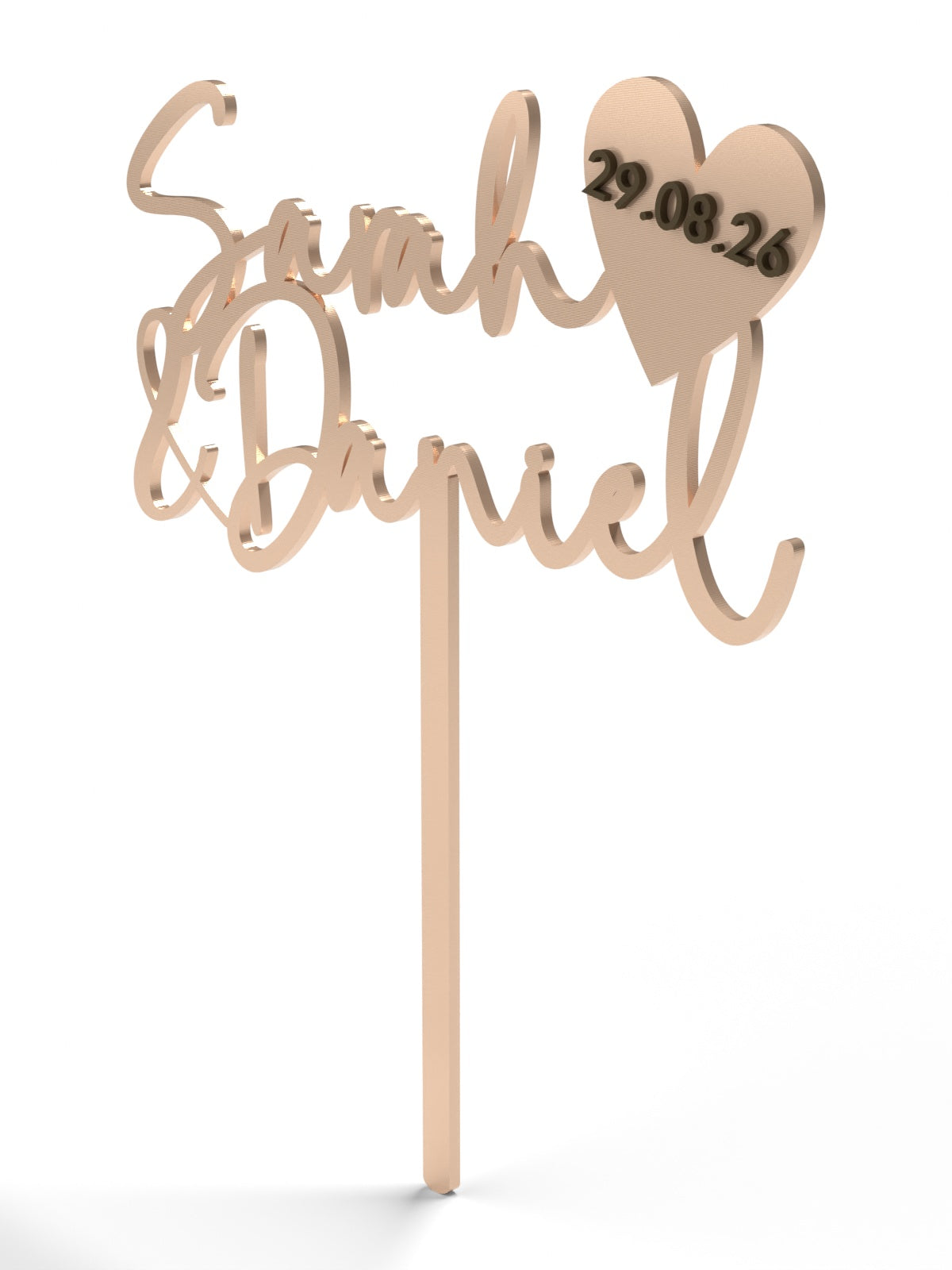 Hochzeit Cake Topper "Namen mit Datumsherz" Personalisiert - Happy Bumblebee