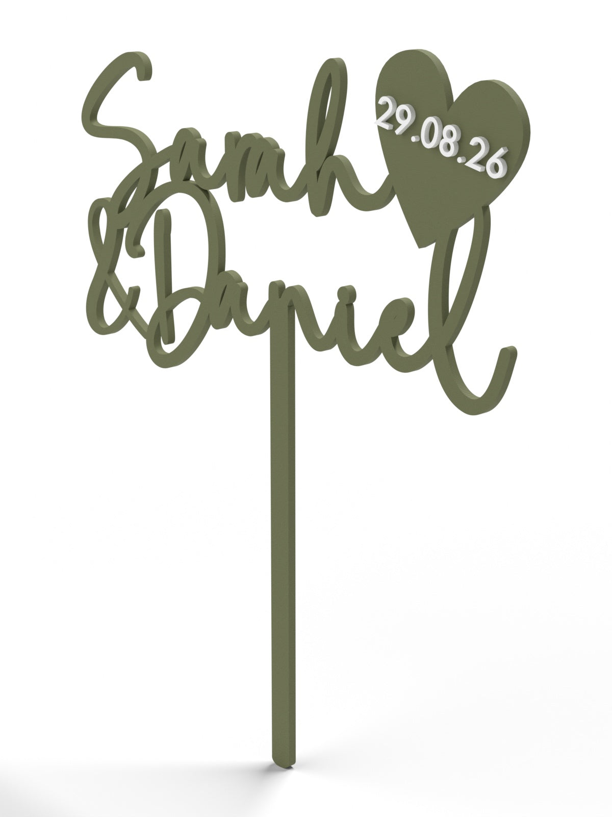 Hochzeit Cake Topper "Namen mit Datumsherz" Personalisiert - Happy Bumblebee