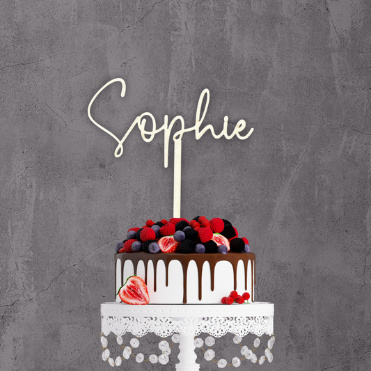 Geburtstag Cake Topper "Vorname" Personalisiert aus Holz - Happy Bumblebee