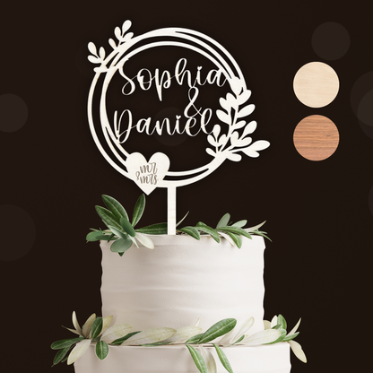 Cake Topper Hochzeit Personalisiert -  (Namen & Herz Motiv)