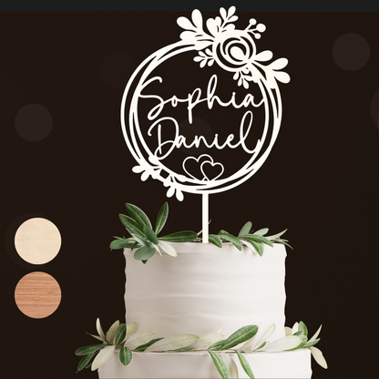 Cake Topper Hochzeit Personalisiert - (Namen + Doppelherz)