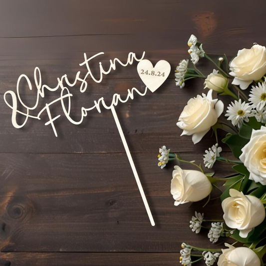 Personalisierter Cake Topper für die Hochzeit - Happy Bumblebee Store