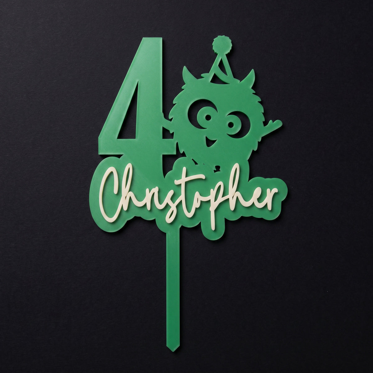 Cake Topper Zahl mit Monster, Flatlay-Ansicht