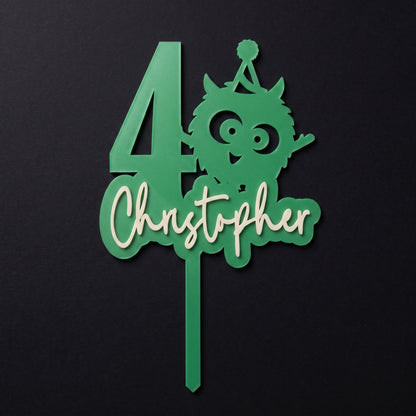 Cake Topper Zahl mit Monster, Flatlay-Ansicht