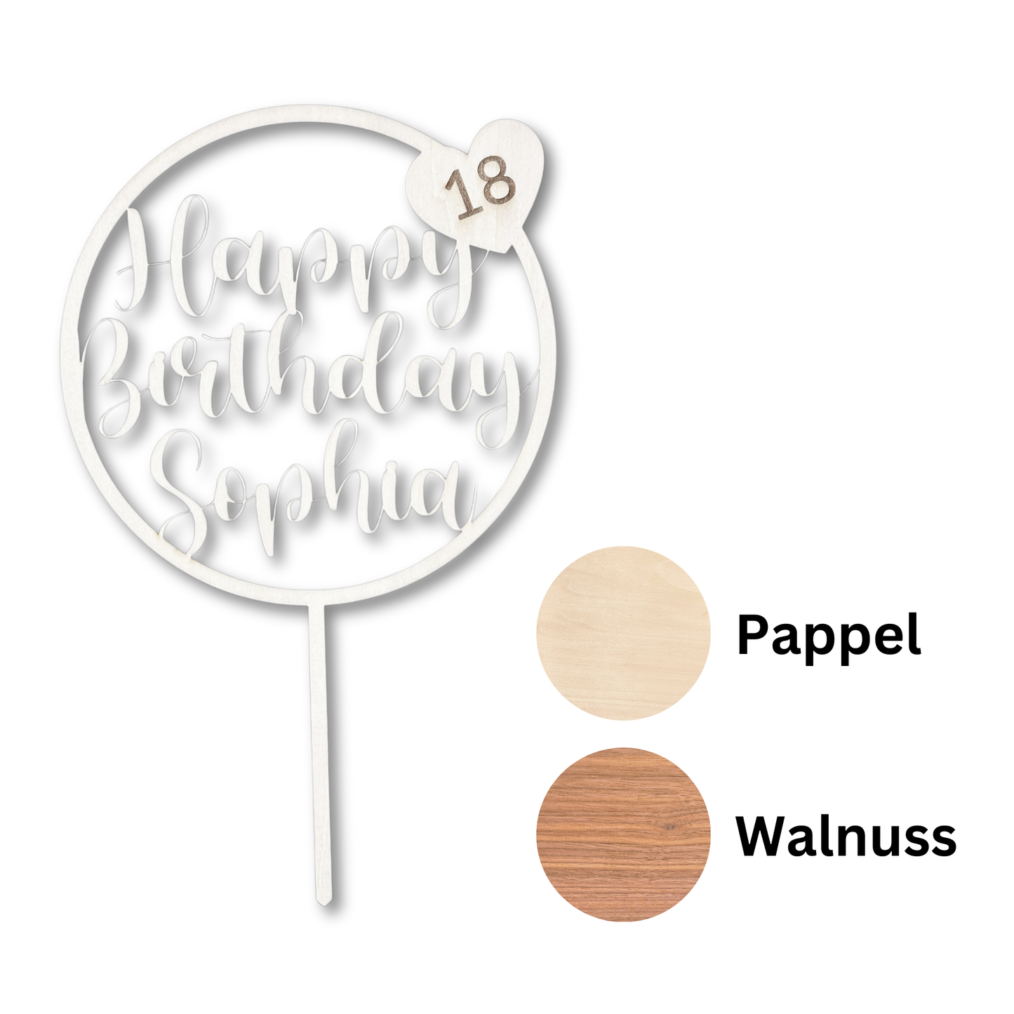 Personalisierter Cake Topper Geburtstag Aus Holz (Zahl + Name)