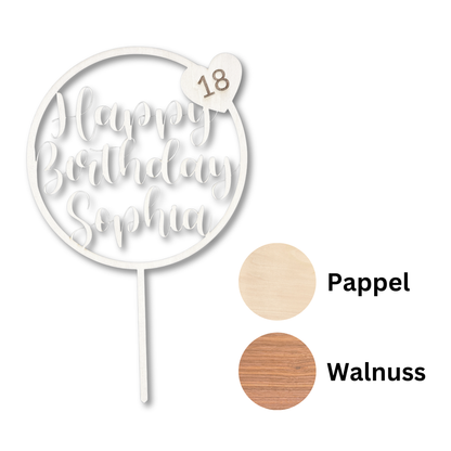 Personalisierter Cake Topper Geburtstag Aus Holz (Zahl + Name)