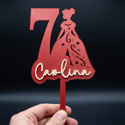 Cake Topper Zahl mit Prinzessin, in der Hand gehalten