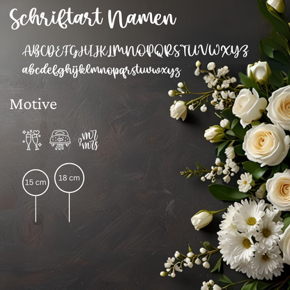 Hochzeit Cake Topper "Variante 8" Personalisiert aus Holz - Happy Bumblebee