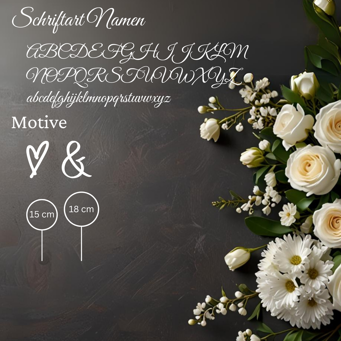 Cake Topper Hochzeit Personalisiert - (Namen + Herz + &)