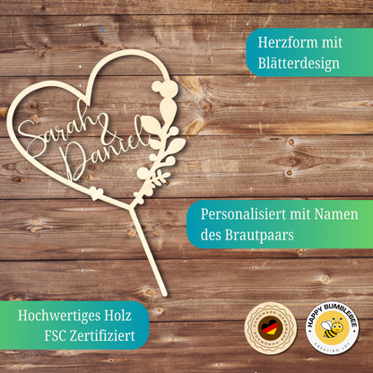 Cake Topper Hochzeit Personalisiert - (Herztopper Mit Namen)