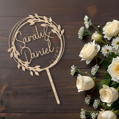 Hochzeit Cake Topper "Variante 15" Personalisiert aus Holz - Happy Bumblebee