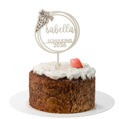 Einschulung Cake Topper "Schultüte" Personalisiert - Happy Bumblebee