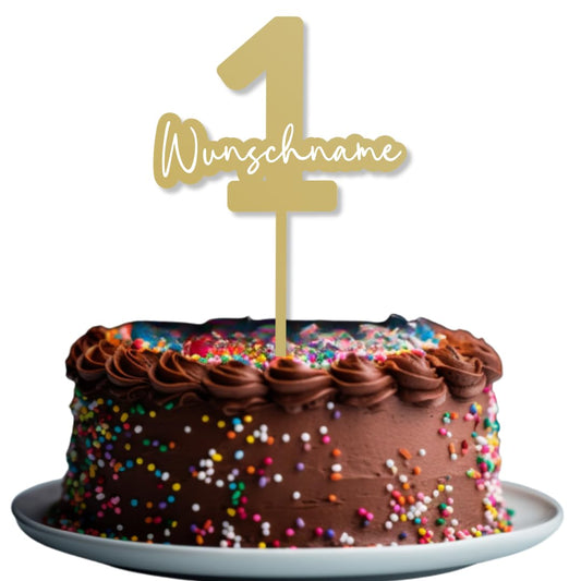 Geburtstag Cake Topper "Zahl mit Name" Personalisiert - Happy Bumblebee