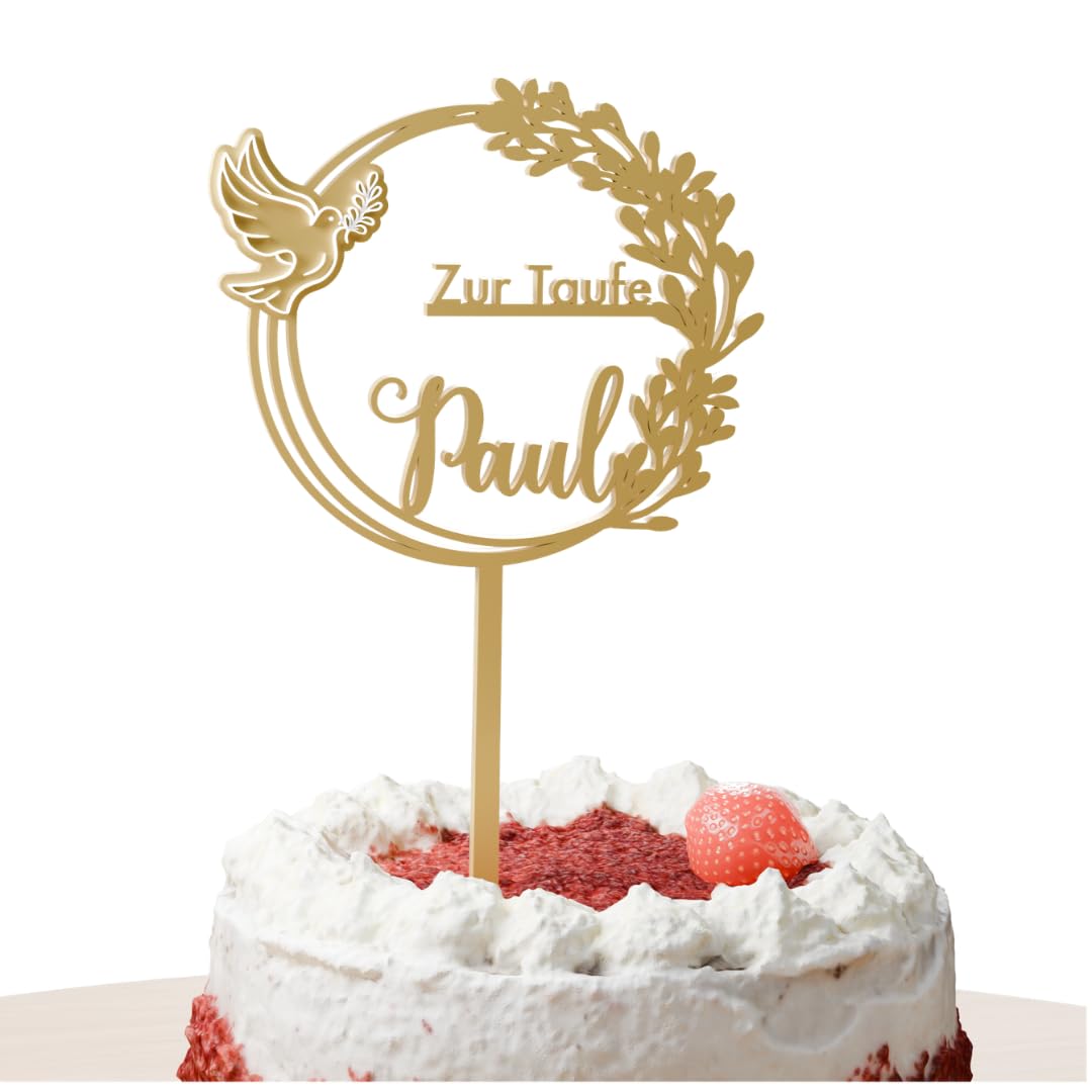 Taufe Cake Topper "Taube" Personalisiert - Happy Bumblebee