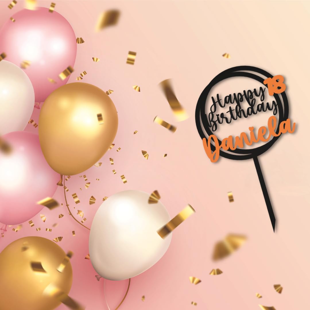 Cake Topper Geburtstag Personalisiert – Happy Birthday Kreis mit Name