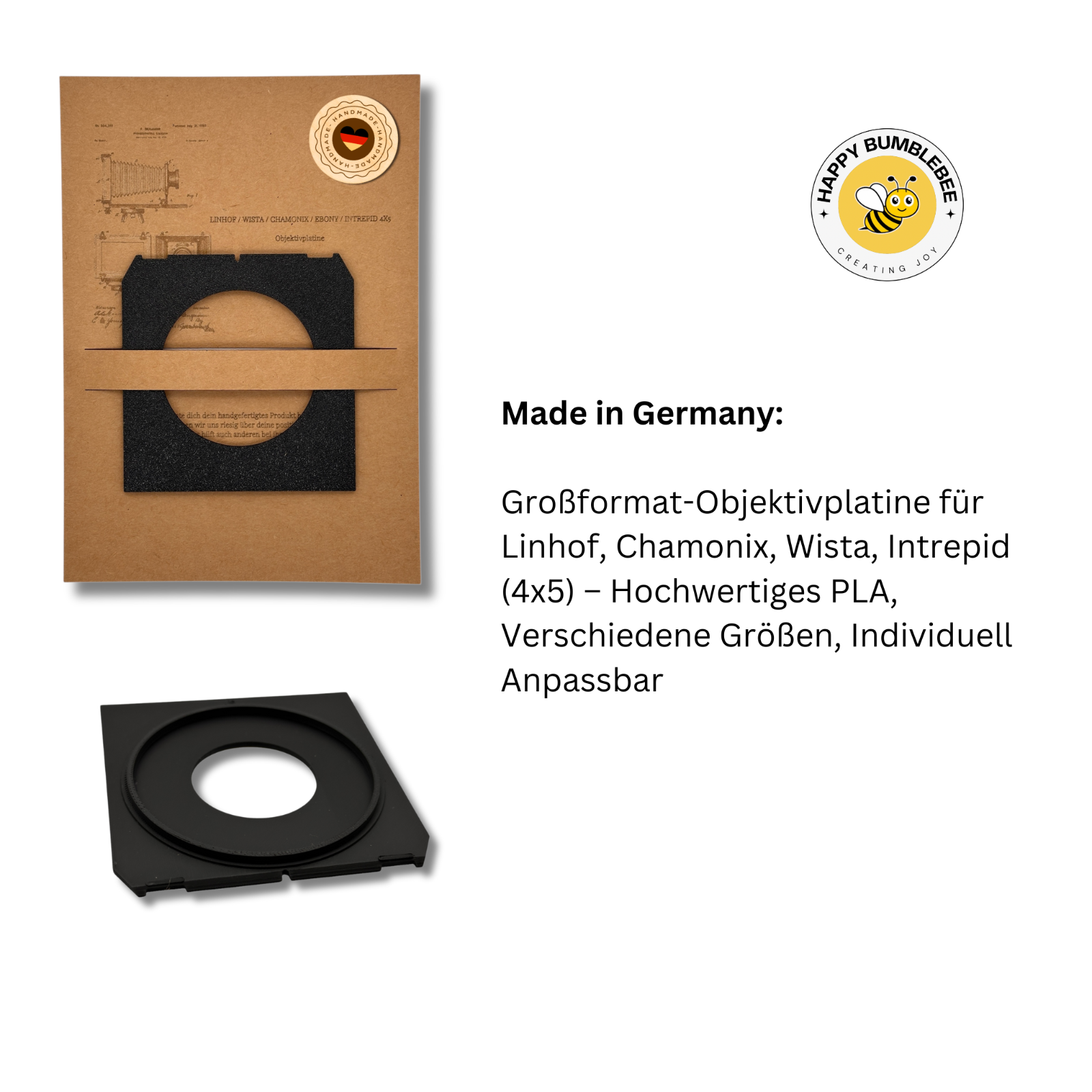 Großformat Objektivplatine für Linhof, Wista etc Compur Copal #00 #0 #1 #2 #3