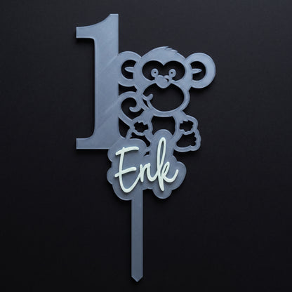 Cake Topper Zahl mit Affe, Flatlay-Ansicht