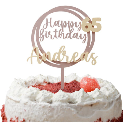 Cake Topper Geburtstag Personalisiert – Happy Birthday Kreis mit Name