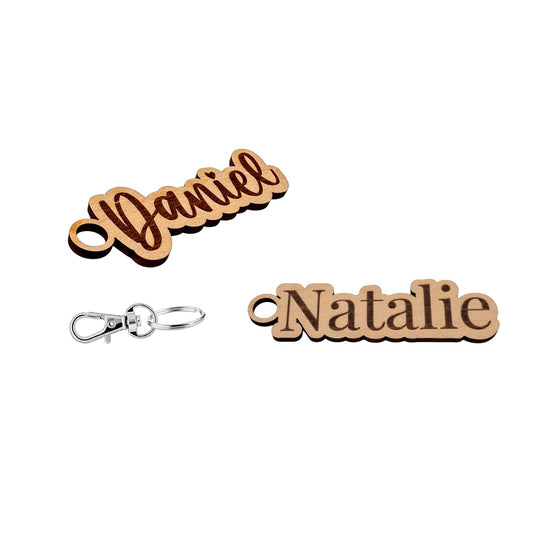 Personalisierter Schlüsselanhänger aus Holz - Namen nach Wunsch - Lasergravur - Geschenkidee
