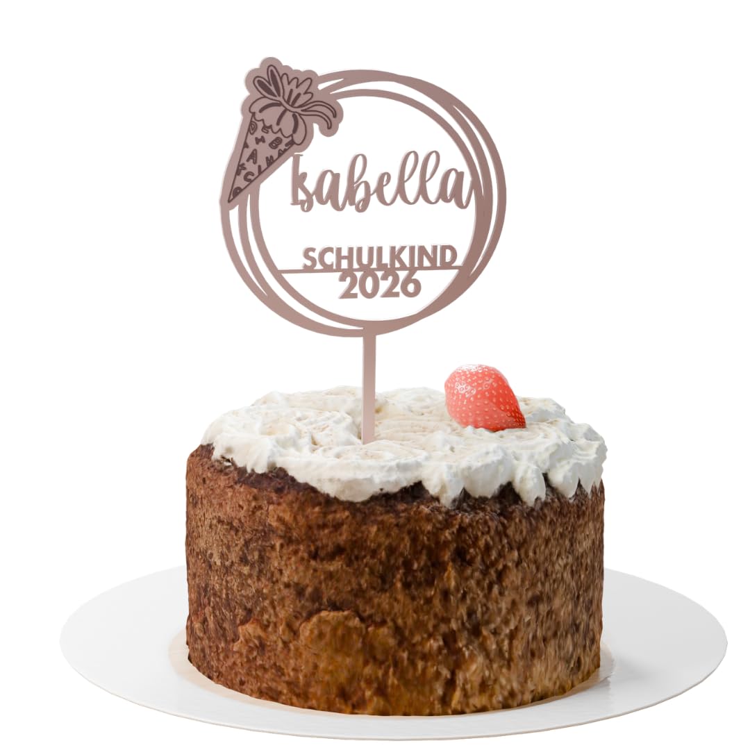Einschulung Cake Topper "Schultüte" Personalisiert - Happy Bumblebee