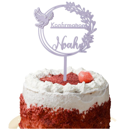 Taufe Cake Topper "Taube" Personalisiert - Happy Bumblebee