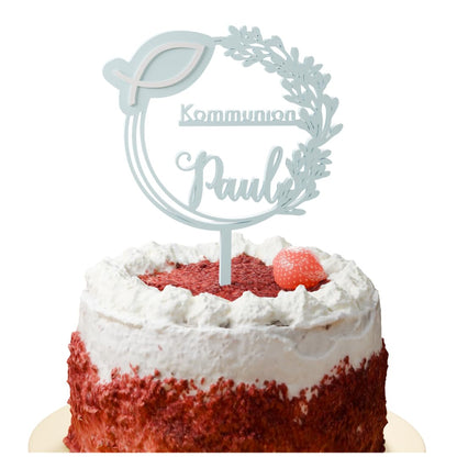 Cake Topper Kommunion & Taufe Personalisiert – Fisch mit Name