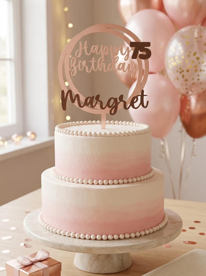 Cake Topper Geburtstag Personalisiert – Happy Birthday Kreis mit Name