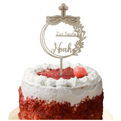 Taufe Cake Topper "Kreuz" Personalisiert - Happy Bumblebee