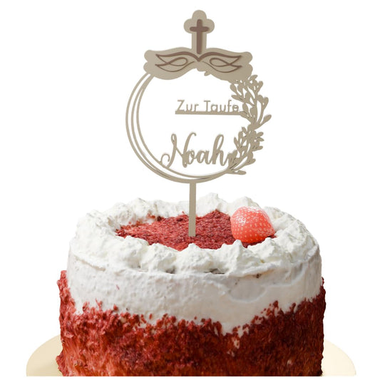 Taufe Cake Topper "Kreuz" Personalisiert - Happy Bumblebee