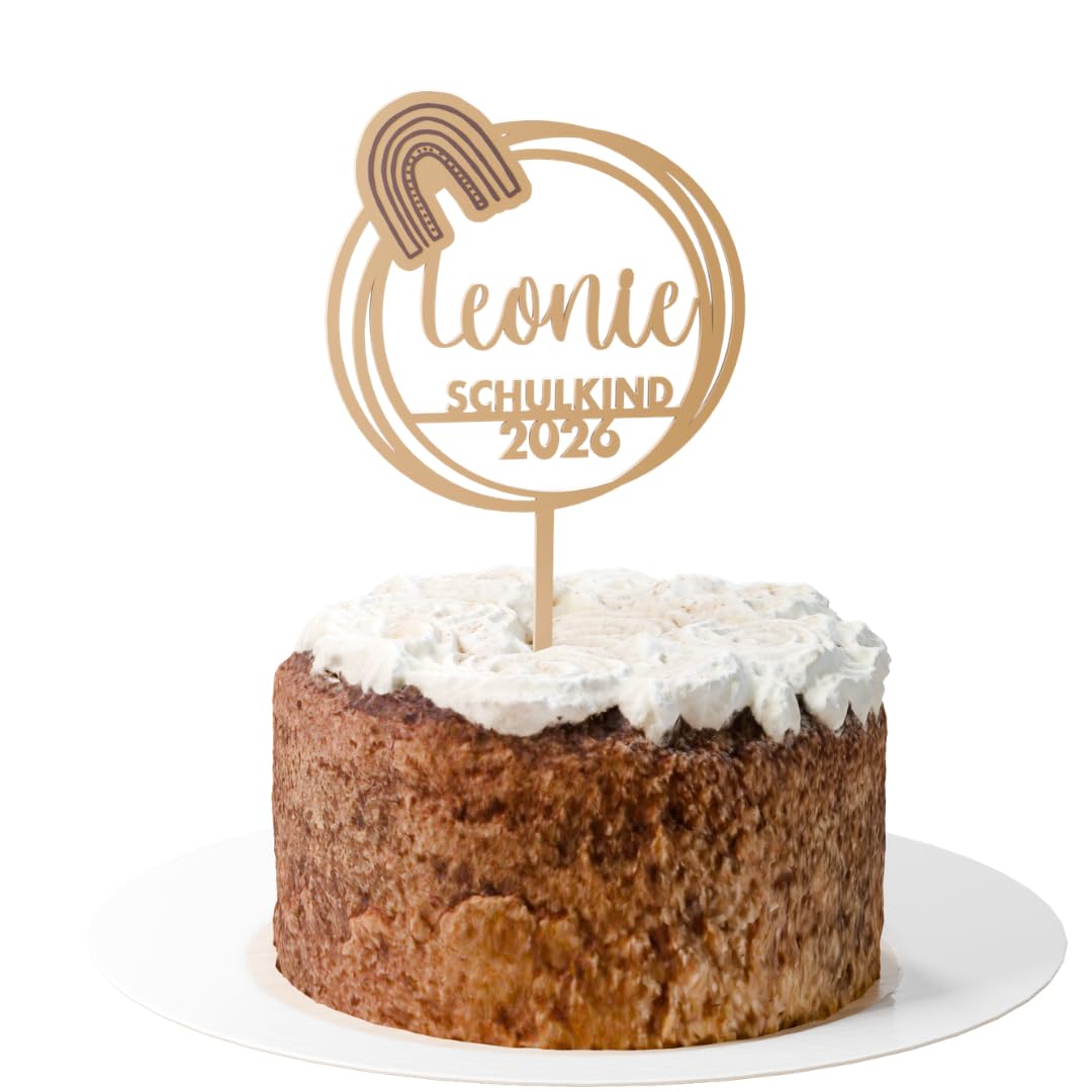 Cake Topper Einschulung Personalisiert – Regenbogen mit Name