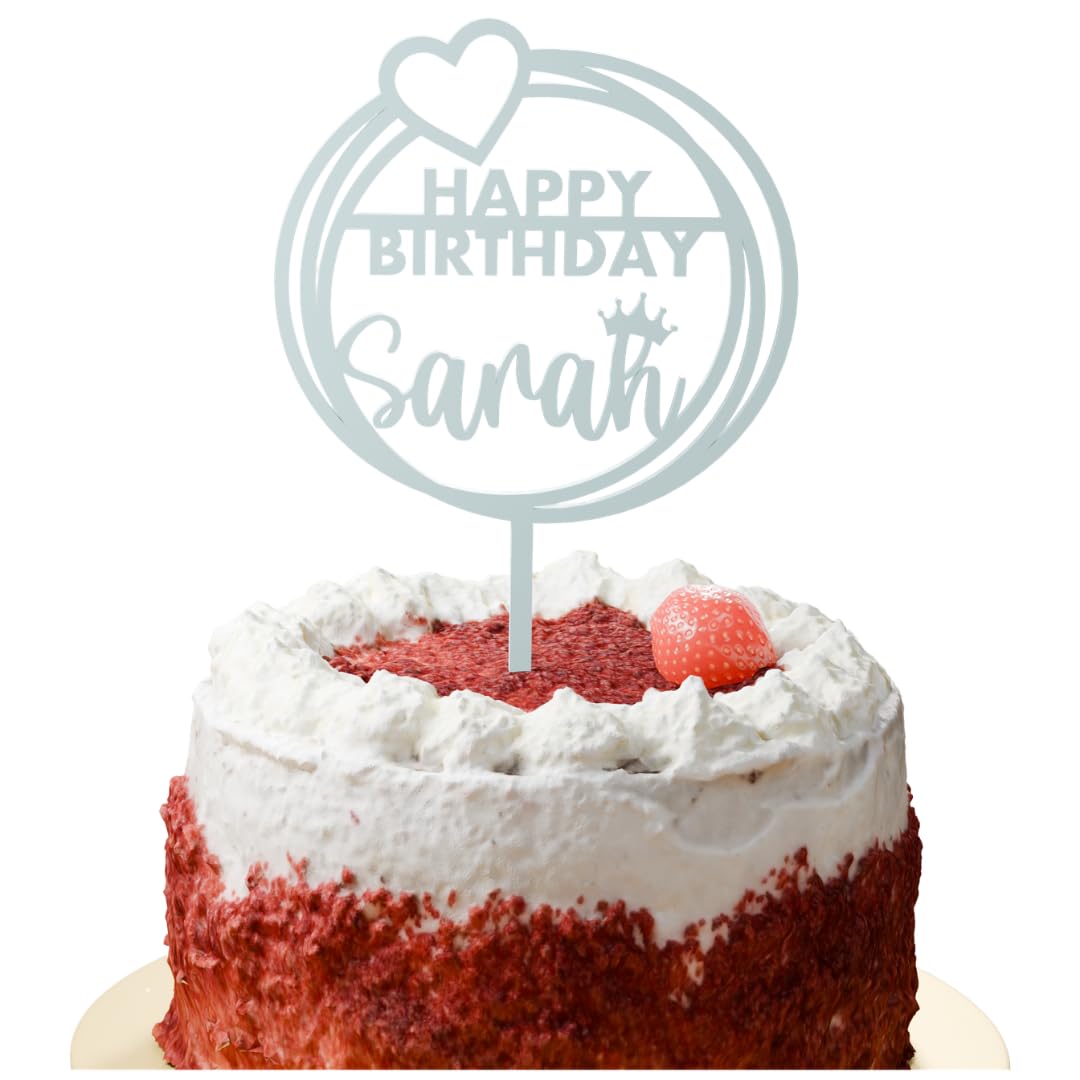 Geburtstag Cake Topper "Name mit Herz & Krone" Personalisiert - Happy Bumblebee
