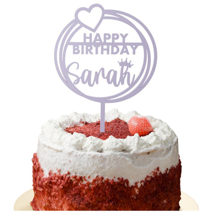 Geburtstag Cake Topper "Name mit Herz & Krone" Personalisiert - Happy Bumblebee