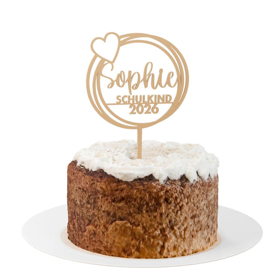 Einschulung Cake Topper "Herz" Personalisiert - Happy Bumblebee