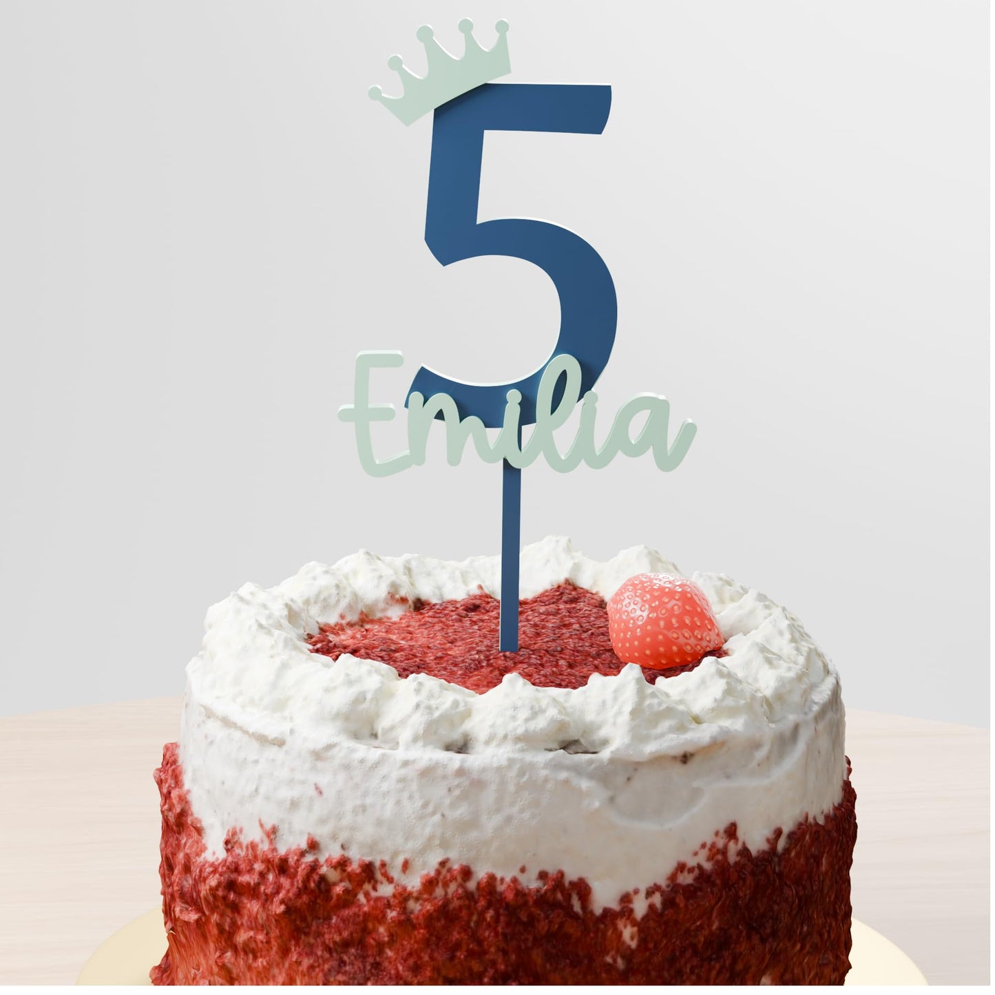 Cake Topper Geburtstag Personalisiert – Zahl mit Krone und Name