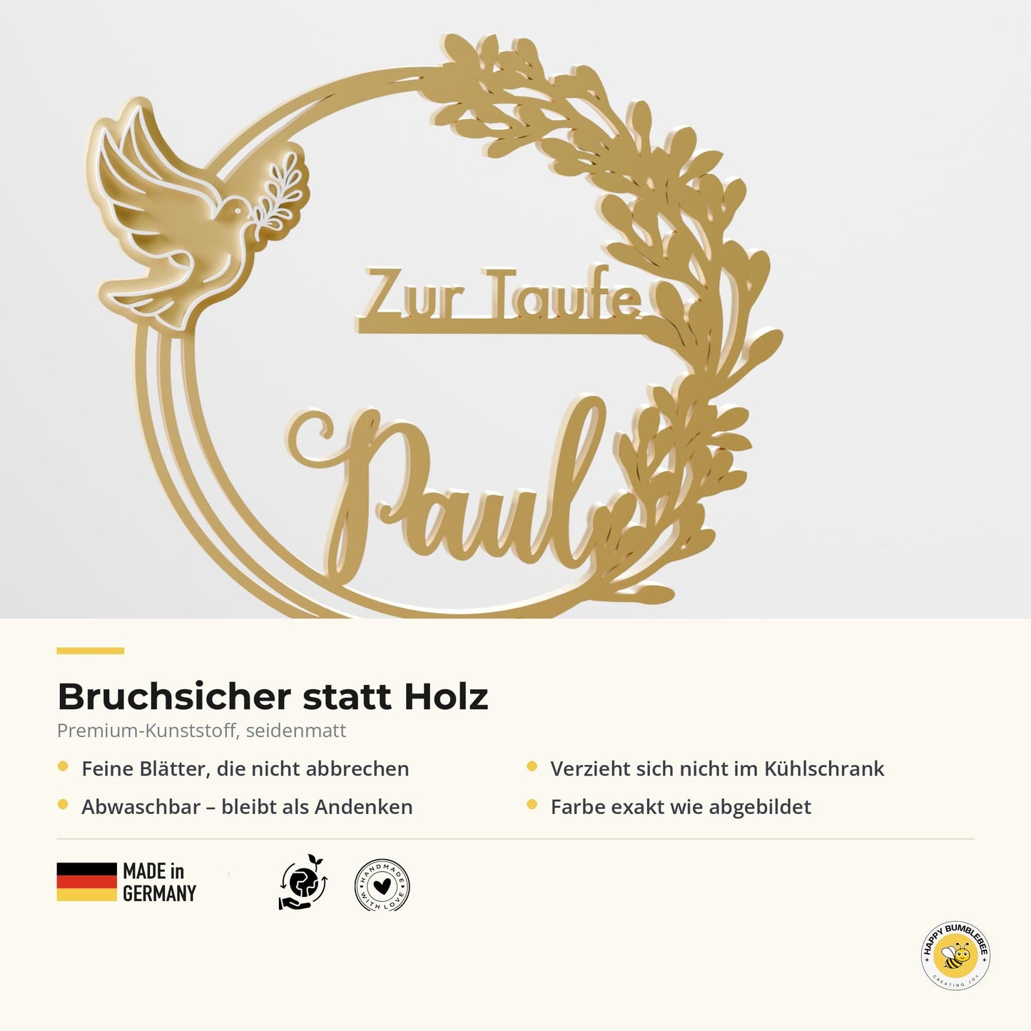 Taufe Cake Topper "Kerze" Personalisiert - Happy Bumblebee