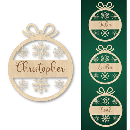 Happy Bumblebee - Personalisierter Weihnachtsbaum Anhänger – Wunschnamen und Motiveauswahl – Nachhaltiger Christbaumschmuck mit Wunschname