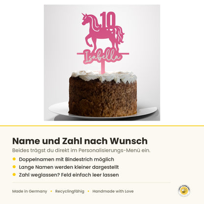 Geburtstag Cake Topper "Name mit Herz & Krone" Personalisiert - Happy Bumblebee