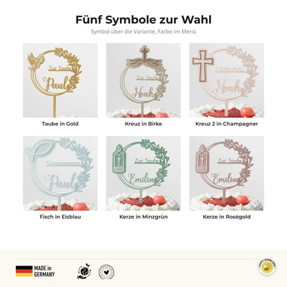 Cake Topper Kommunion & Taufe Personalisiert – Fisch mit Name
