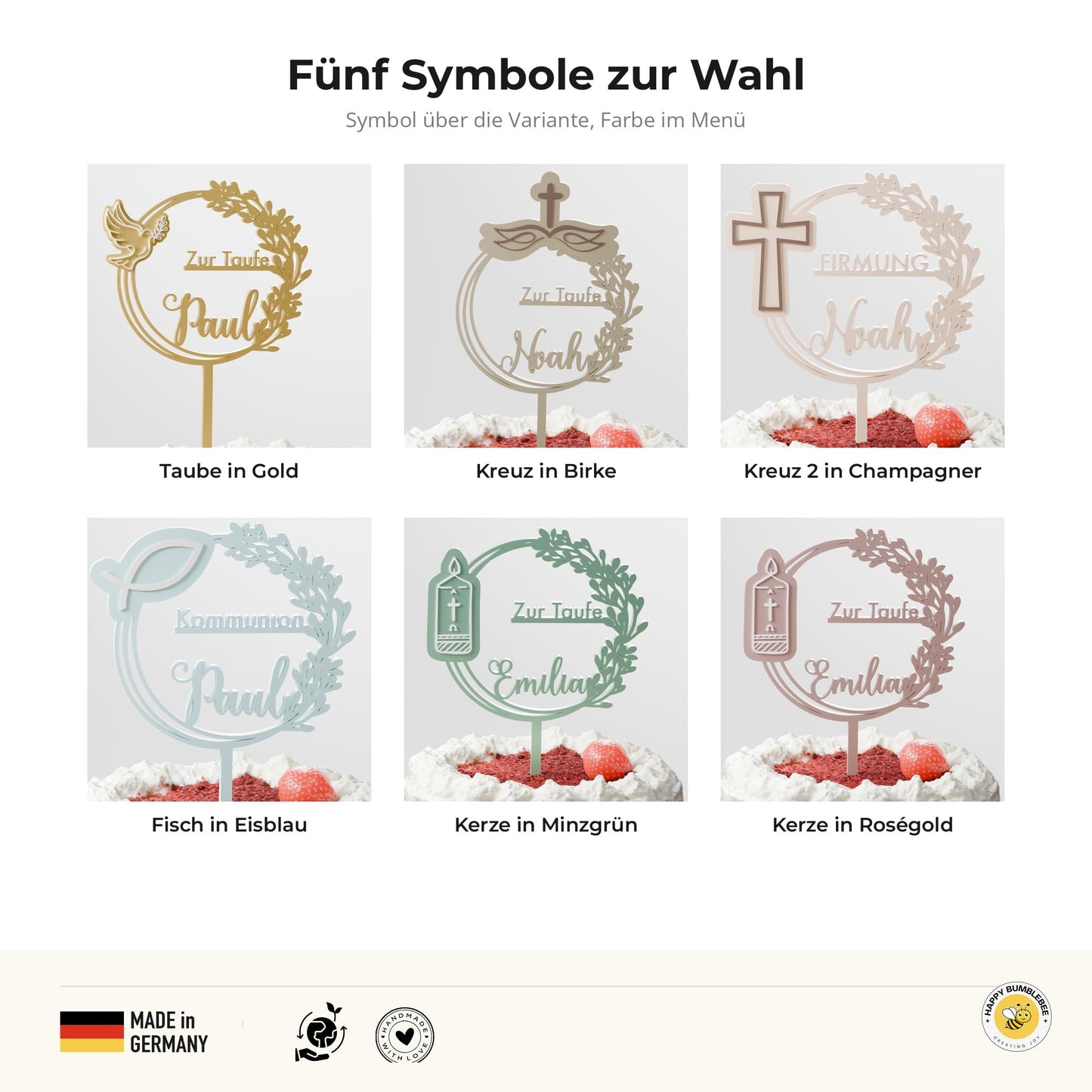 Cake Topper Firmung & Konfirmation Personalisiert – Kreuz mit Name