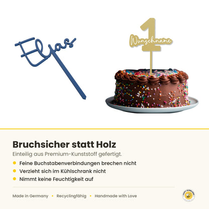 Geburtstag Cake Topper "Name+Herz" Personalisiert - Happy Bumblebee