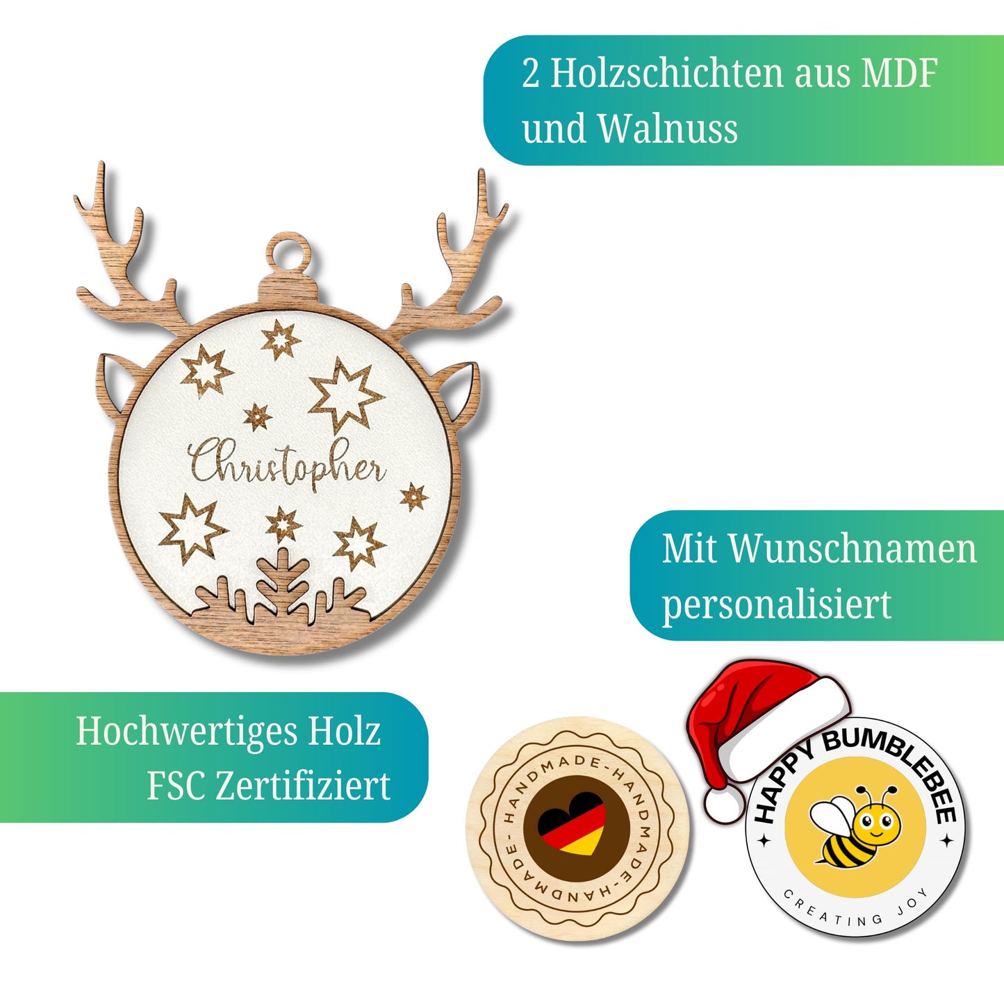 Personalisierter Weihnachtsbaum Anhänger - Verschiedene Varianten