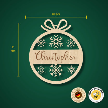 Happy Bumblebee - Personalisierter Weihnachtsbaum Anhänger – Wunschnamen und Motiveauswahl – Nachhaltiger Christbaumschmuck mit Wunschname