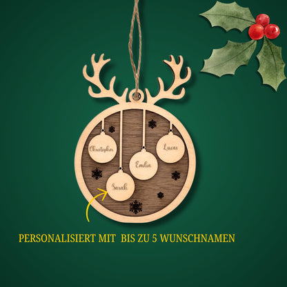 Happy Bumblebee - Personalisierter Weihnachtsbaum Anhänger – Wunschnamen und Motiveauswahl – Nachhaltiger Christbaumschmuck mit Wunschname