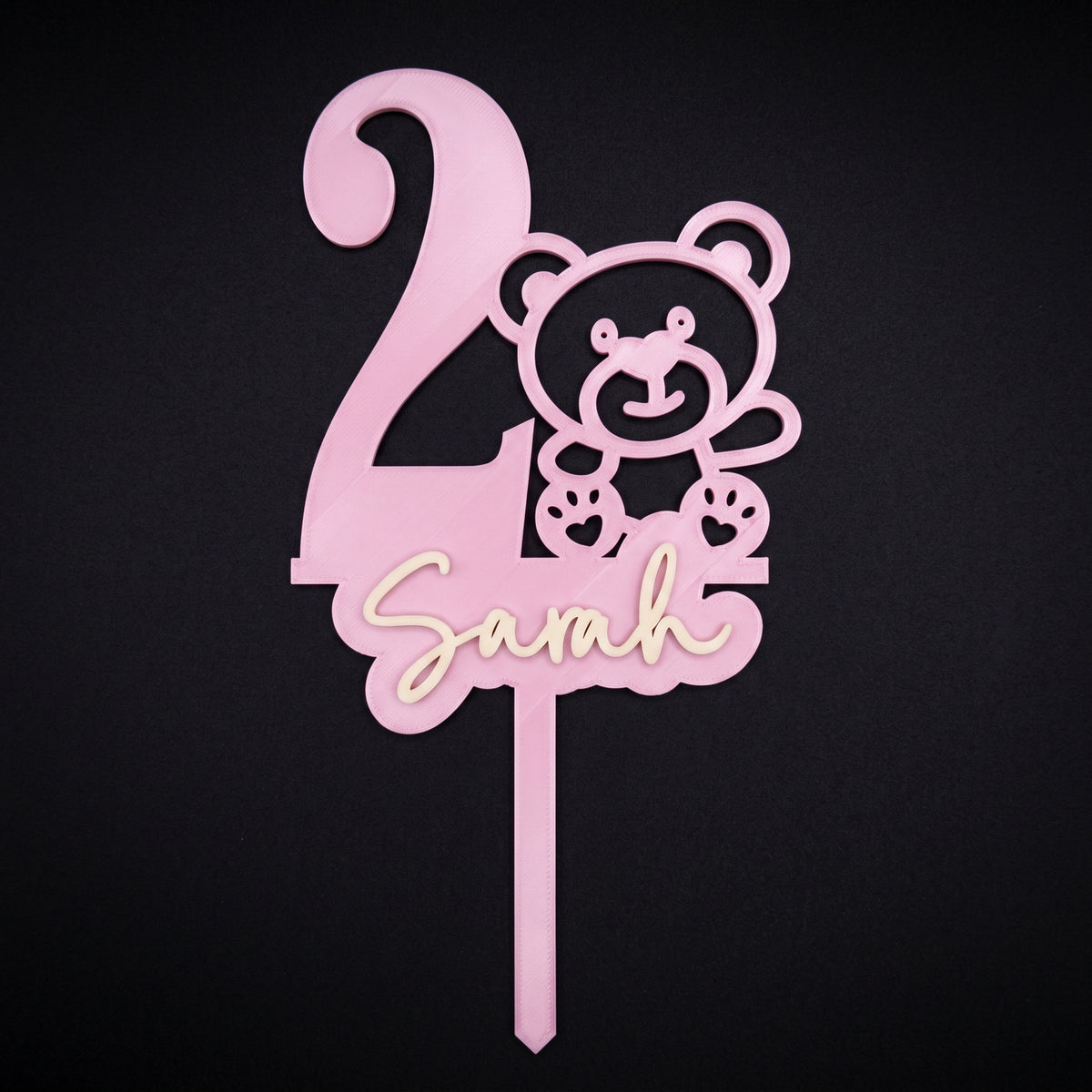 Cake Topper Zahl mit Teddybär, Flatlay-Ansicht