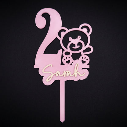 Cake Topper Zahl mit Teddybär, Flatlay-Ansicht