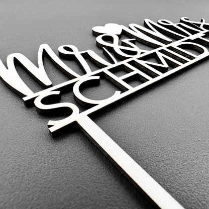 Cake Topper Hochzeit Personalisiert - (Mr&Mrs + Nachname)