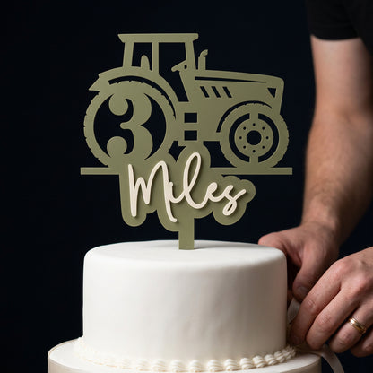 Cake Topper Zahl mit Traktor, im Einsatz auf einer Geburtstagstorte
